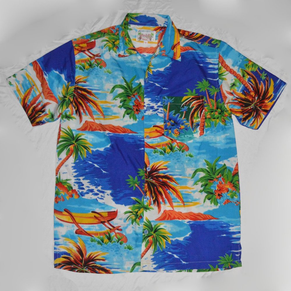 Waikiki Creations Mens Hawaii Tropical Vacation Button Shirt Small
